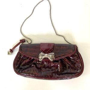 Brighton clutch or evening bag cherry leather